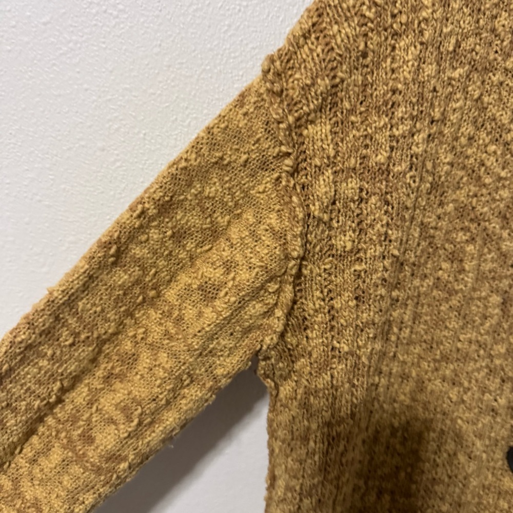 Free People Sunset Drive Oversized Cardigan Sweater Golden Mustard Button V-M - Picture 5 of 11
